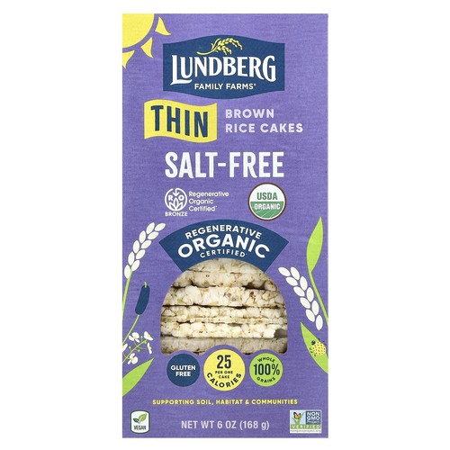 Organic Thin Brown Rice Cakes, Salt-Free, 6 oz (168 g)