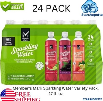 Member's Mark Sparkling Water Variety Pack, 17 fl. oz., 24 pk.