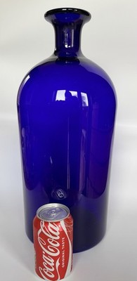 Kastrup Glas, Dänemark, extra große kobaltblaue Flaschenvase 43,5 cm hoch 