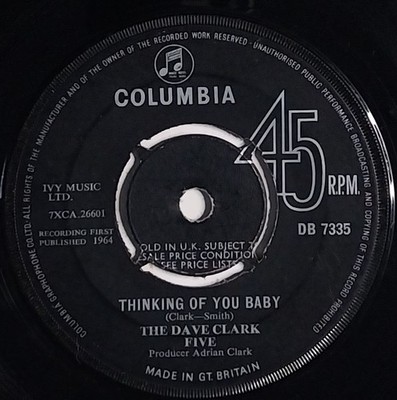 The Dave Clark Five Thinking Of You Baby 7'' Single (1964) Columbia DB 7335