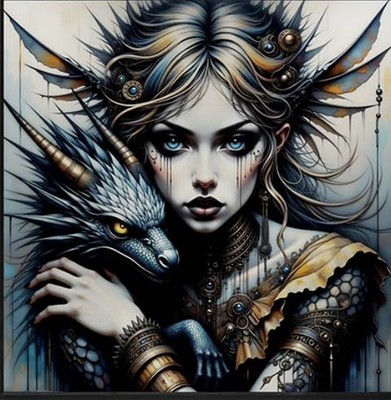 Unique Diamond Diamond Painting Drachenkriegerin, Drache Neu