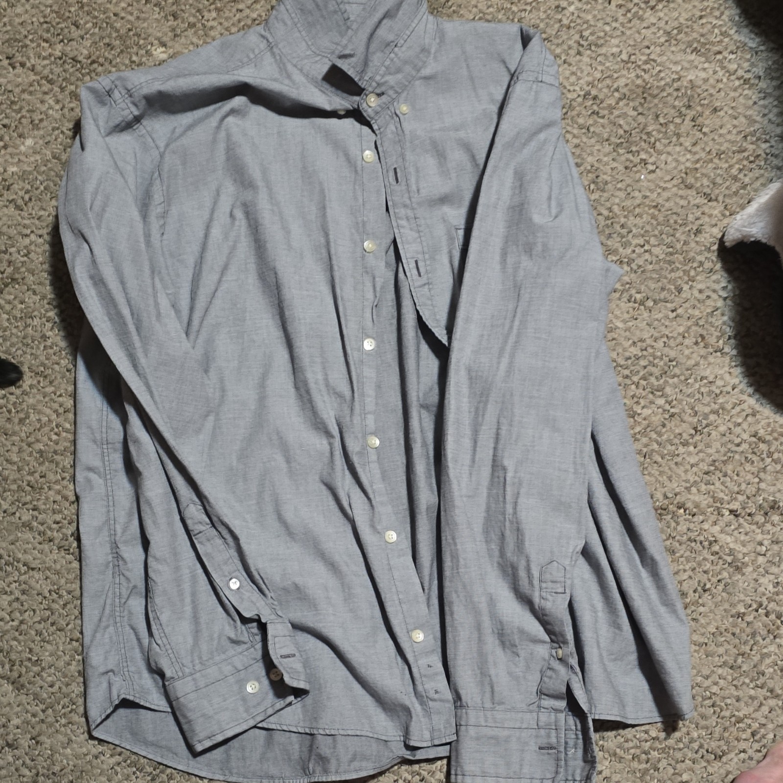 Express Men's Solid Gray Regular Fit Long Sleeve … - image 2