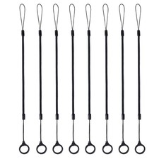 8pcs Elastic Lanyard Tether, Retractable Spring Coil Strap with M, black