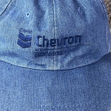 Chevron Lubricants Baseball Hat Denim Blue Strapback Dad Cap Embroidered Vintage