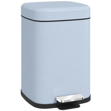 Image of Pedal Bin Light Blue Metal & PP 12L Compact 32x24.5x36.5cm Soft-Close Silent Lid