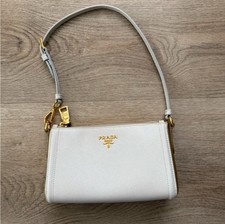Prada White and Black Full Flap Versatile Chain Bag Bi-Color Saffiano Leather