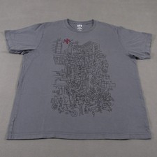 Uniqlo UT Jason Polan T Shirt Mens XL Grey Art Marvel Spider-Man Comic Superhero