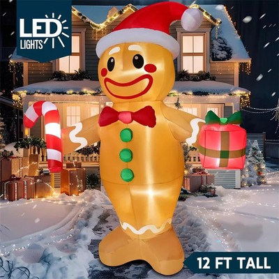 12ft Giant Christmas Inflatable Gingerbread Man Joiedomi Outdoor Yard Decor LED