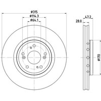 Hella Bremsscheiben Vorne Ø315 Mm AußEnbelüFtet Beschichtet FüR Honda CR-V Iv