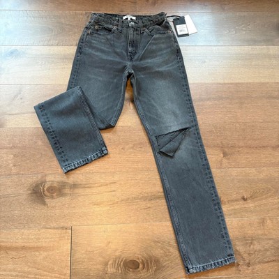 Redone 70s Straight Worn Black with Rip Jean size 24 NWT