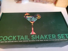 New Modern Mixology Professional Bartender Cocktail Shaker Set Wood Stand