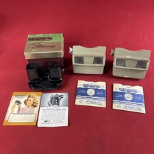 Vintage 1940s Sawyers View-Master Stereoscope W/Box  2 Tan Ones  4 Reels