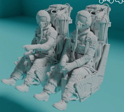 1/72 Resin F-4 Ejection Seat Model Pair with Pilot Figure Unpainted unassembled