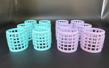 Vtg 12 Wil-Hold Plastic Brush Rollers Hair Curlers Aqua Blue-Green Purple