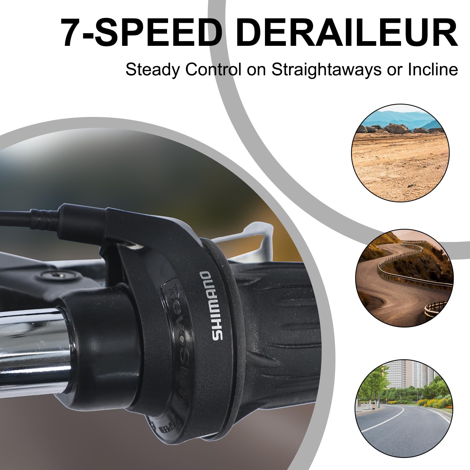 26" 7 Speed Trike for Adults, 3-Wheel Bicycle with Dual Storage Baskets, Cruise