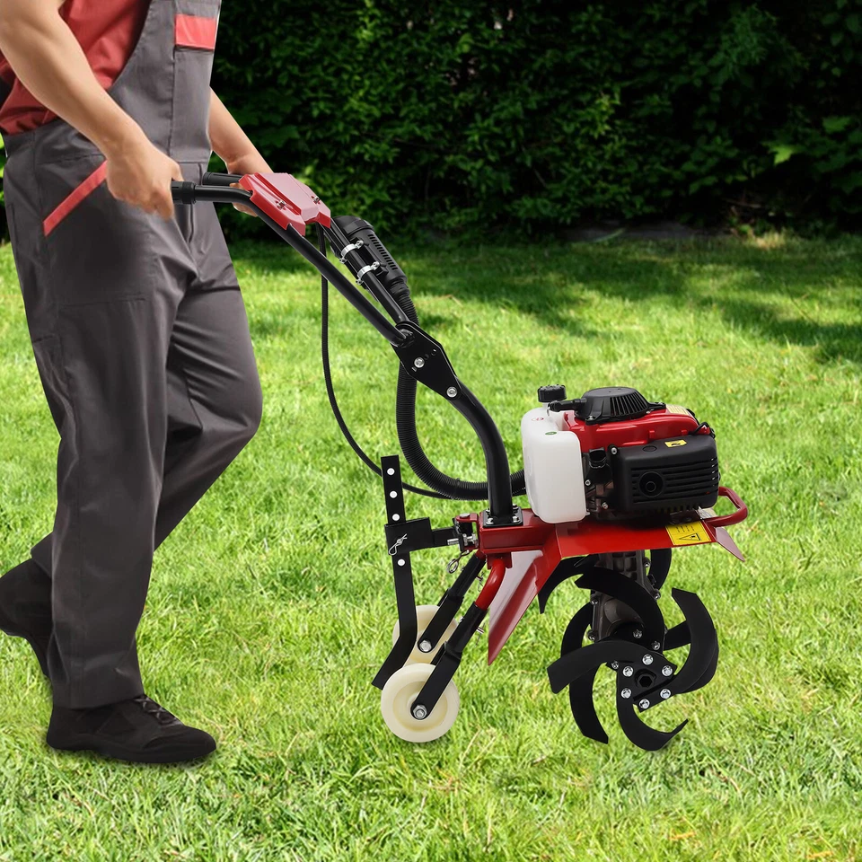 Cultivador de 4 tiempos 63cc a gas para jardín granja cultivador labranza rototiller CDI Foto 3 de 4