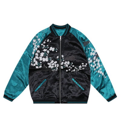 Souvenir Jacket Japanese Pattern Embroidery Sukajan Reversible