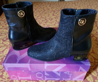 RENZONI Stiefeletten schwarz Leder bequem elegant leather boots Neu