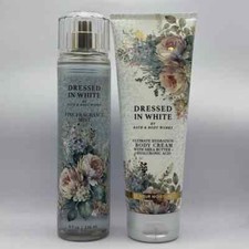 Two Piece Bath Body Works DRESSED IN WHITE Body Cream Body Spray - Set of 2-