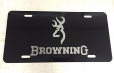 Browning Car Tag Diamond Laser Etch On Aluminum License Plate
