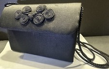 Black Satin Evening Bag Clutch Purse - Inside Pouch / Pocket - Chic