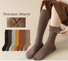 HOT Thick Fleece Lined Knee High Socks Winter Warm Calf Stockings Women Thermal