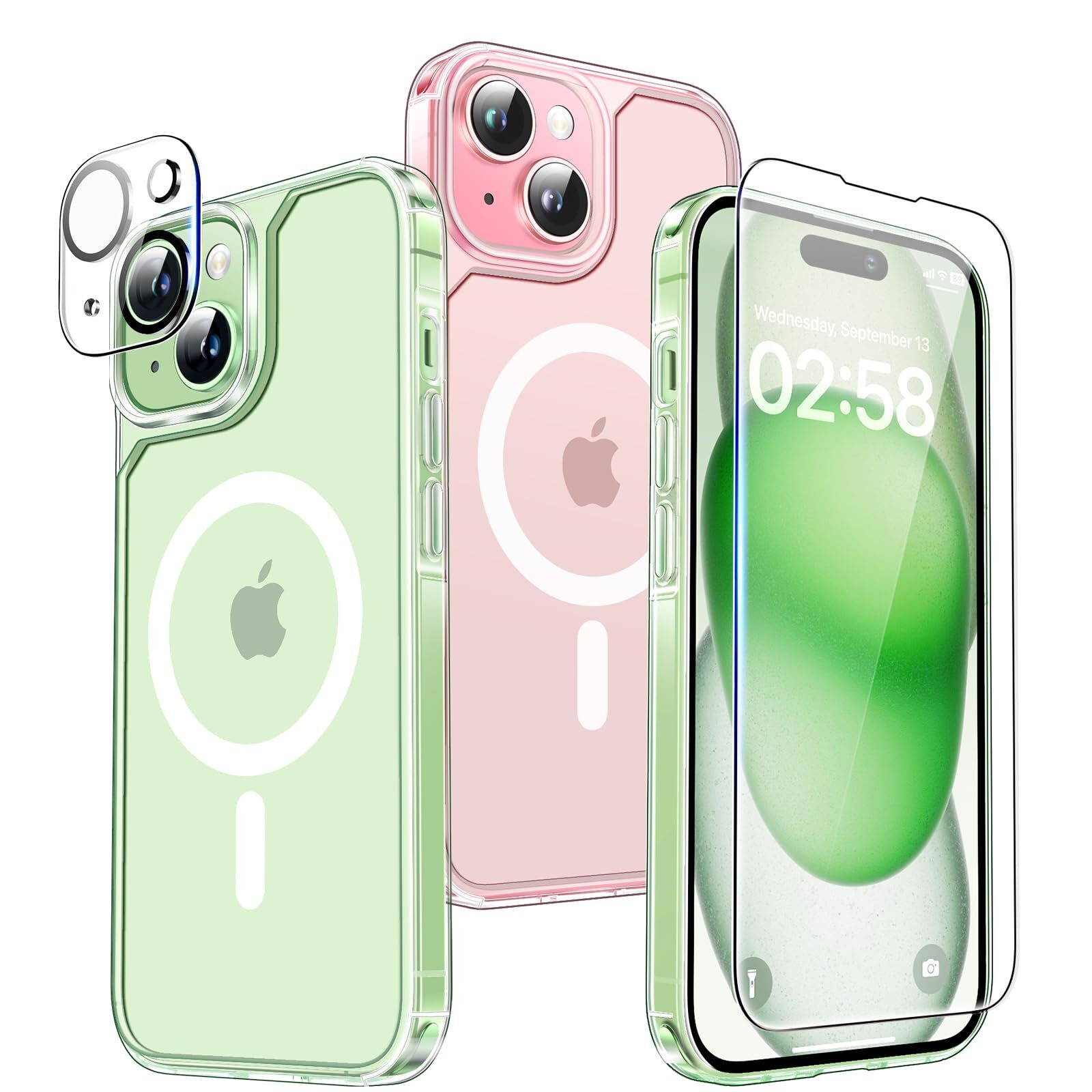 TAURI 5 in 1 Magnetic Case for iPhone 15 Plus Military Grade Drop Protection ...