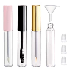 3PCS 10ml Empty Mascara Tube and Wand Refillable Lip Gloss Tubes with Brush E...