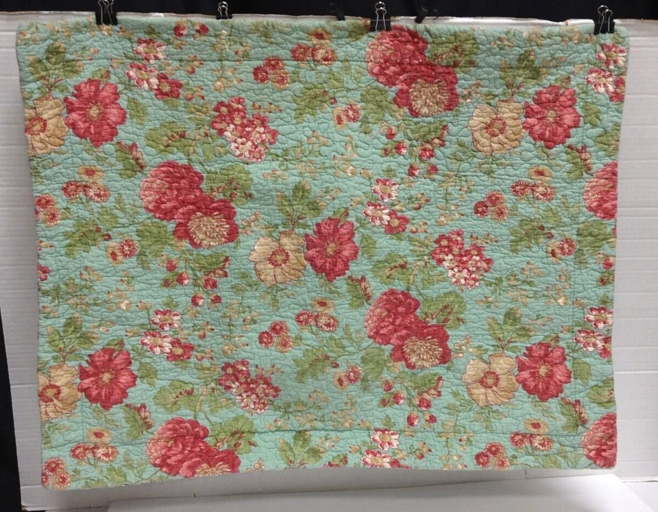 Edredón PEM America Floral Flor Jardín DOBLE 2 ST Shams Verde USADO Foto 4 de 4