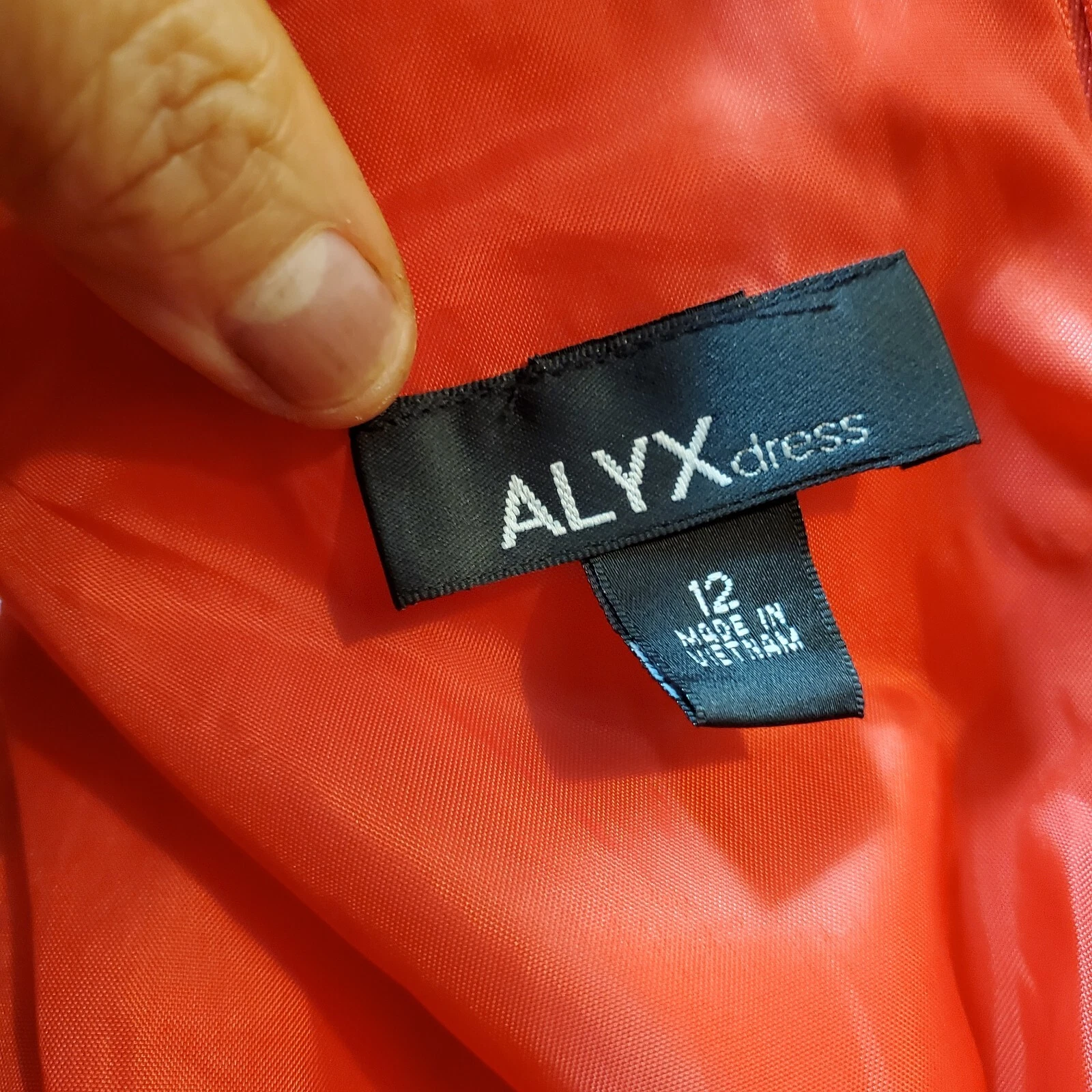 Abito tubino rosso ALYX casual scollo barca senza maniche tasche gonna a righe taglia 12