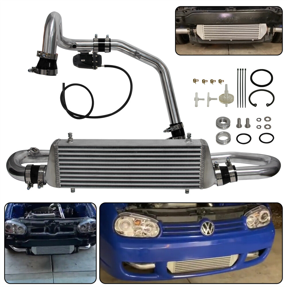 Intercooler + SSQV Sensor Flange Kit + BOV For VW Jetta GLI GL Golf GTI MK4 1.8T