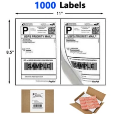 1000 Half Sheet Shipping Labels 2 Per Sheet 8.5x5.5 Self Adhesive For Laser&ink