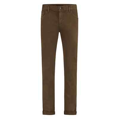ALBERTO Olive/Brown Wash 'STONE'  Modern Fit Printed Satin Jeans Size 34