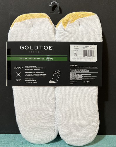 Gold Toe lässige feuchtigkeitsableitende No-Show-Socken 6er-Pack weiß neu mit Etikett