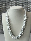 VTG 1950 Milk Glass Cha Cha Bead &  Chain Link Necklace 15” Japan