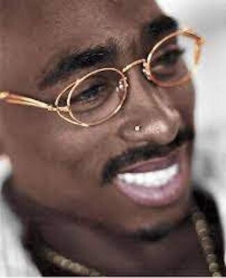 Tupac Gaultier Inspired Eyeglasses Metal Round Frames Side Details Shadz 2pac