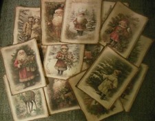 Set of 16 LARGE Victorian/Shabby Chic/Vintage Santa and Christmas images