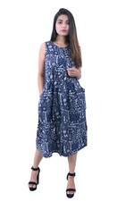 pinkshow present nevy printed cotton midi dress for women $60.00