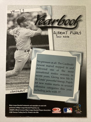 Albert Pujols 2001 Donruss Class Of 2001 Yearbook Rookie Card yb 23 
