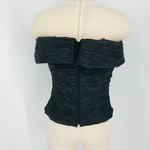Vintage Vie Victoria Royal Women's Ruched Bandeau Top Black Size 10 Silk Posh - Picture 5 of 7