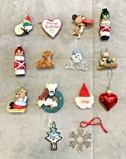 Lot of 14 Vintage Christmas Ornaments/Other -Assorted Styles & Materials