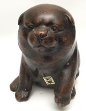 Bronze Okimono Akita Dog Puppy Statue 6”  Japan Figurine Vintage