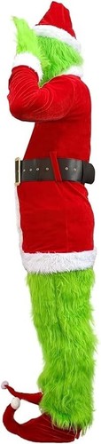 Santa Costume Green Big Monster with Mask Adult L-XL 7 Piece with Gift Box - Picture 3 of 10