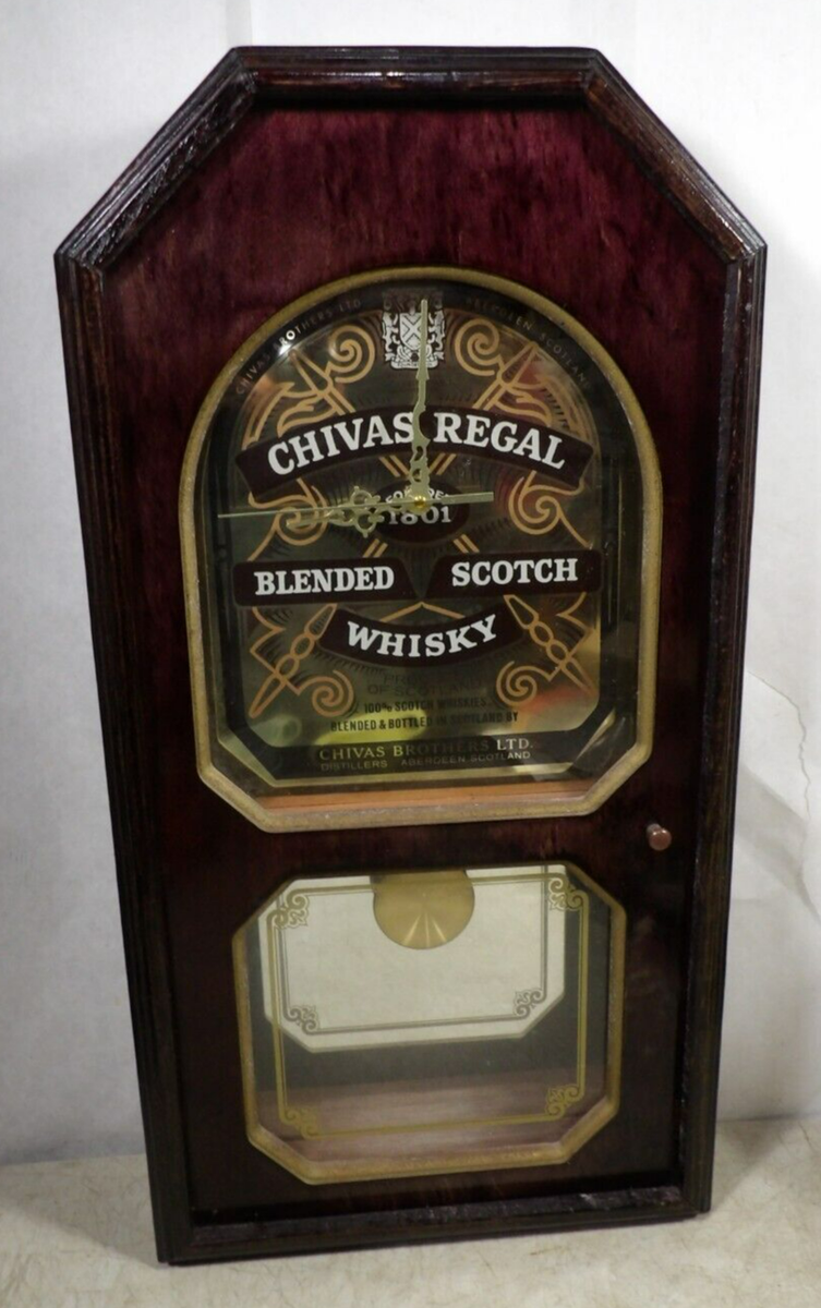 Vintage 1970s80s Chivas Regal Scotch Whiskey Pendulum Clock
