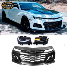 Fits 14-15 Camaro 5th to 6th Gen 1LE Style Front Bumper Conversion w/ Headlights