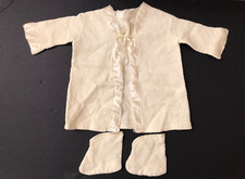 1950's Vintage light yellow Quilted Baby Bath Robe  Booties 0-3 mo.