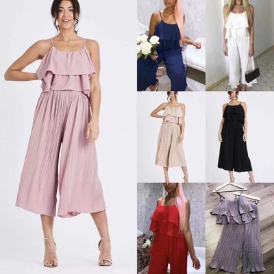 ruffle detail top and pleated trouser set