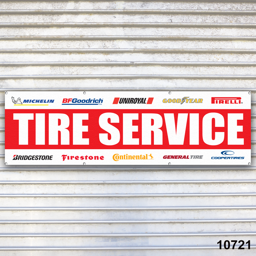 Tire Service Banner Sign Auto Repair Tire Dealer Service Bay Garage