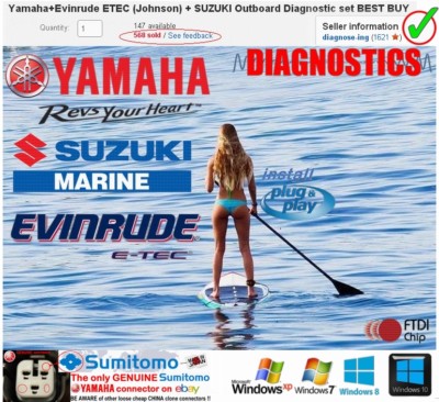 Yamaha+Evinrude ETEC (Johnson)+ SUZUKI Marine Outboard Diagnostic kit BEST BUY