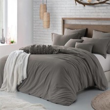 Swift Home Microfiber Washed Crinkle Duvet Cover Sham Driftwood Twin/Twin-XL